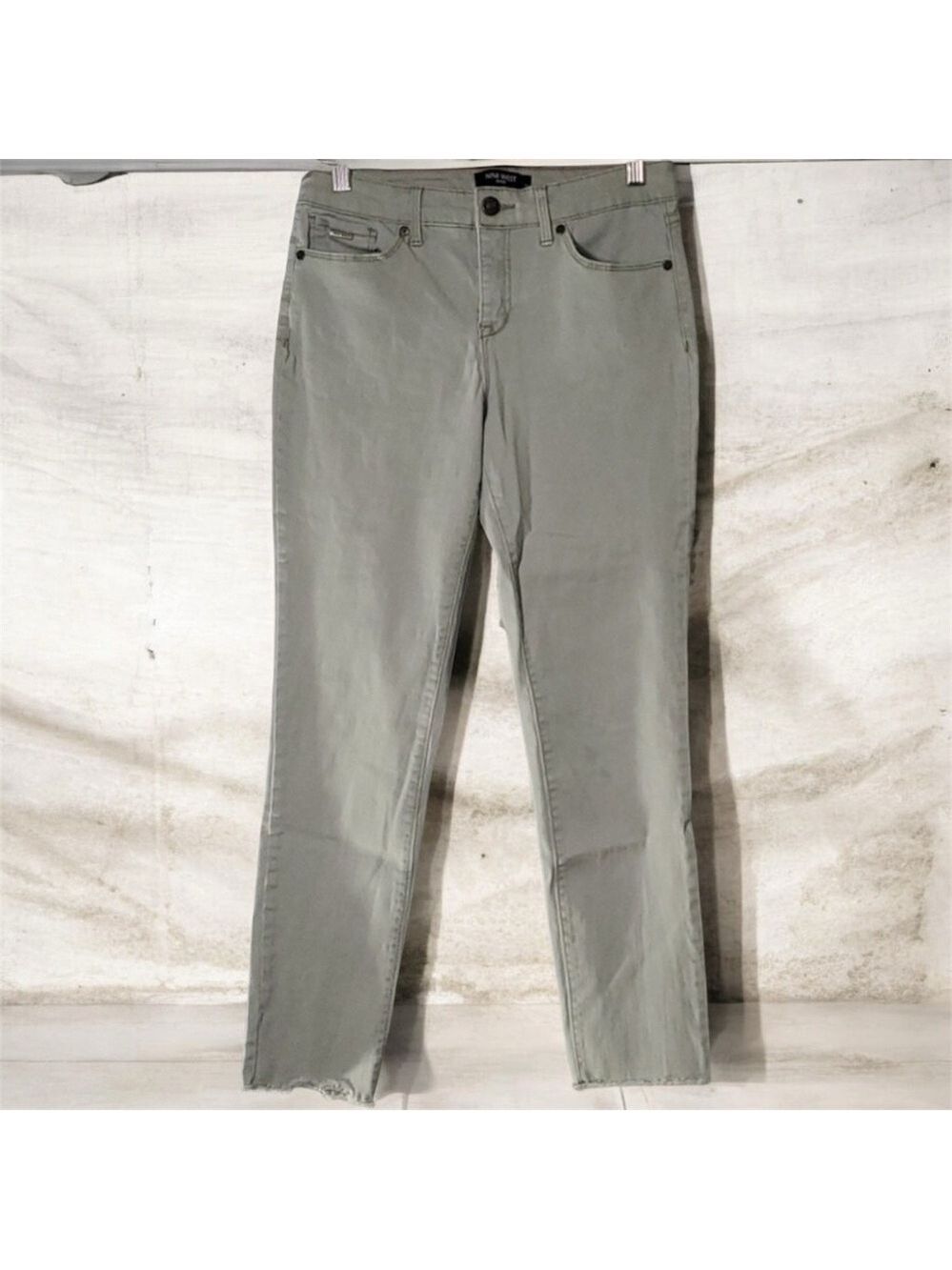 Nine West light green Gramercy skinny ankle fray-hem frayed hem raw hem